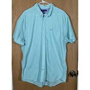 Tommy Hilfiger Men's Sz 2XL Cotton Light Blue Short Sleeve Button Down Shirt